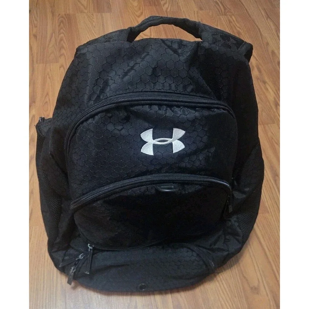 Under Armour Black Hexagon Honeycomb Backpack Sport Gym School Bag